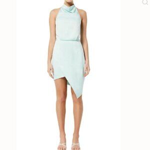 Elliatt Camo Off Center Hemline Satin Halter Cocktail Mini‎ Dress Size: M New!